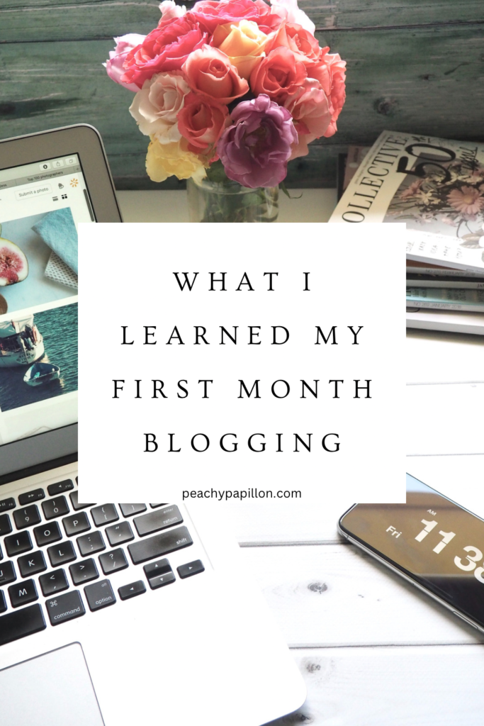 Pinterest compatible pin picture to share blog post on what I learned my first month blogging.